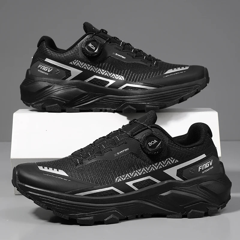 Spring & Summer Men's Running Shoes Outdoor Hiking, Wear-Resistant Trail Shoes with BOA Closure, Breathable Sports & Casual Style