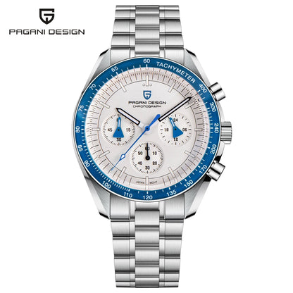 PAGANI DESIGN Moon watch – Luxury quartz chronograph for men, sporty style, sapphire crystal with anti-reflective coating, luminescent display