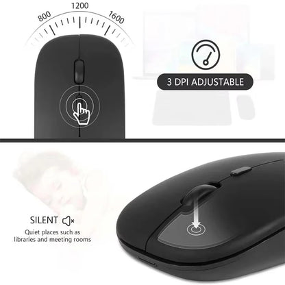 Rechargeable Wireless Mouse Bluetooth 2.4GHz Dual Modes Ergonomics DPI Readjustable Silence USB Portable Mouse for PC Laptop