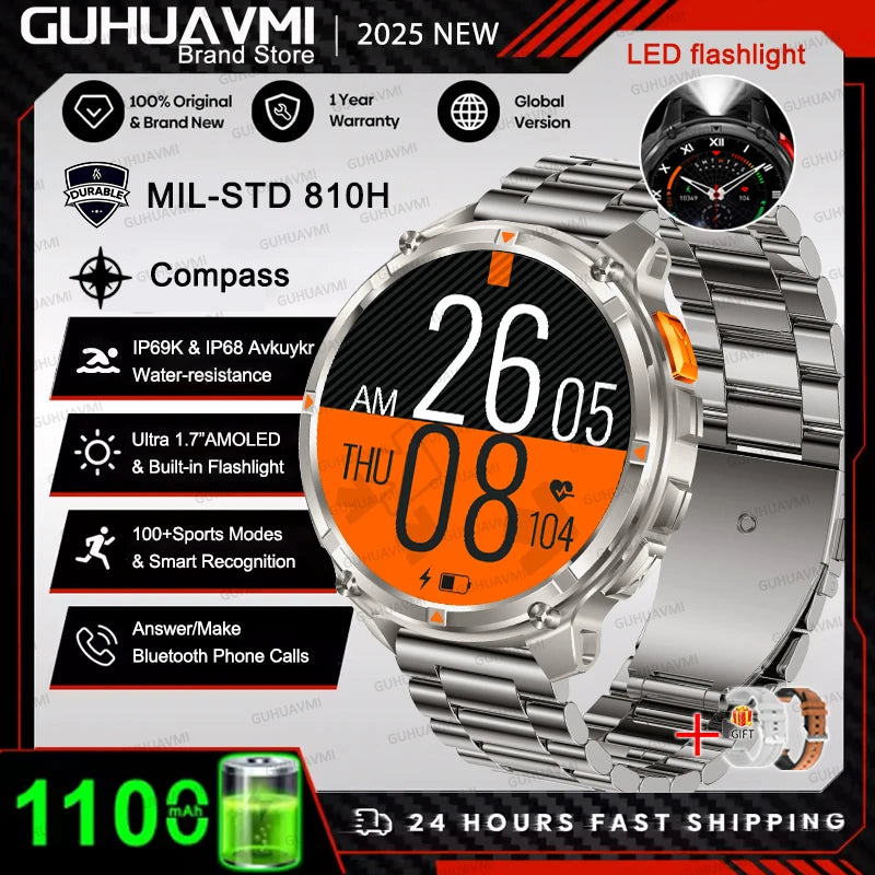 New Original 1100mAh Battery Men Smart Watch Outdoor GPS 10ATM Waterproof Bluetooth Call Sport Smartwatch For Android IOS Phones