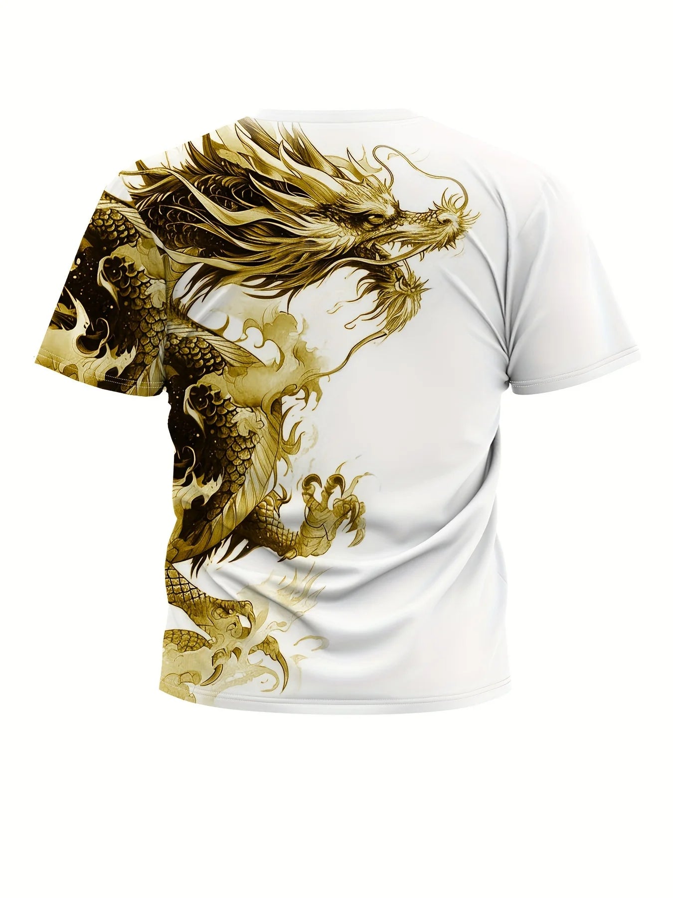 Ανδρικό T-Shirt με Στάμπα Δράκου, Casual Διαπνέον Ύφασμα, Graphic Tee Street Style, Μπλούζα Εξωτερικού Χώρου με Κοντά Μανίκια, Ανδρικά T-Shirts