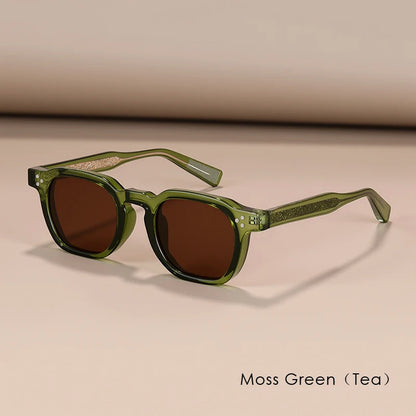 Classics Rivets Style Retro Sun Glasses for Women TR90 Frame Polygon Polarized Sunglasses UV400 Male Black Green 2025 Summer