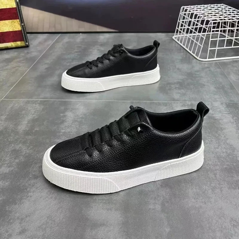 Zapatillas deportivas para hombre, calzado informal, zapatos planos para hombre, zapatillas ligeras de cuero sintético (PU), calzado transpirable, zapatillas deportivas blancas para hombre