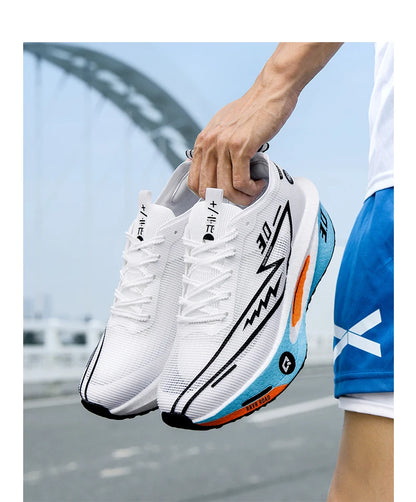 Zapatillas deportivas de carbono para hombre, antideslizantes, acolchadas, cómodas, para carreras, entrenamiento y running; zapatillas de tenis de malla, informales para mujer