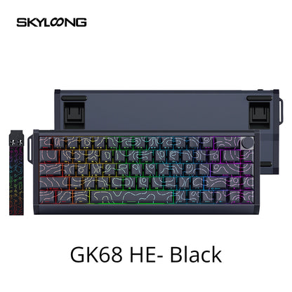 Teclado Magnético SKYLOONG GK61/GK68 HE com Caixa em Alumínio, 8000hz, RT0.01mm, Gatilho Rápido, Teclas PBT, Retroiluminação RGB, Teclado Gaming com Fio
