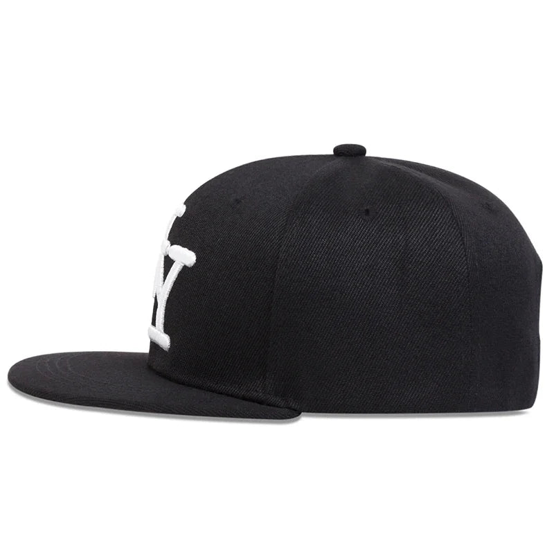 Boné unissexo de beisebol ajustável com bordado de letras, estilo hip-hop, casual, para exterior, primavera/outono, com proteção solar