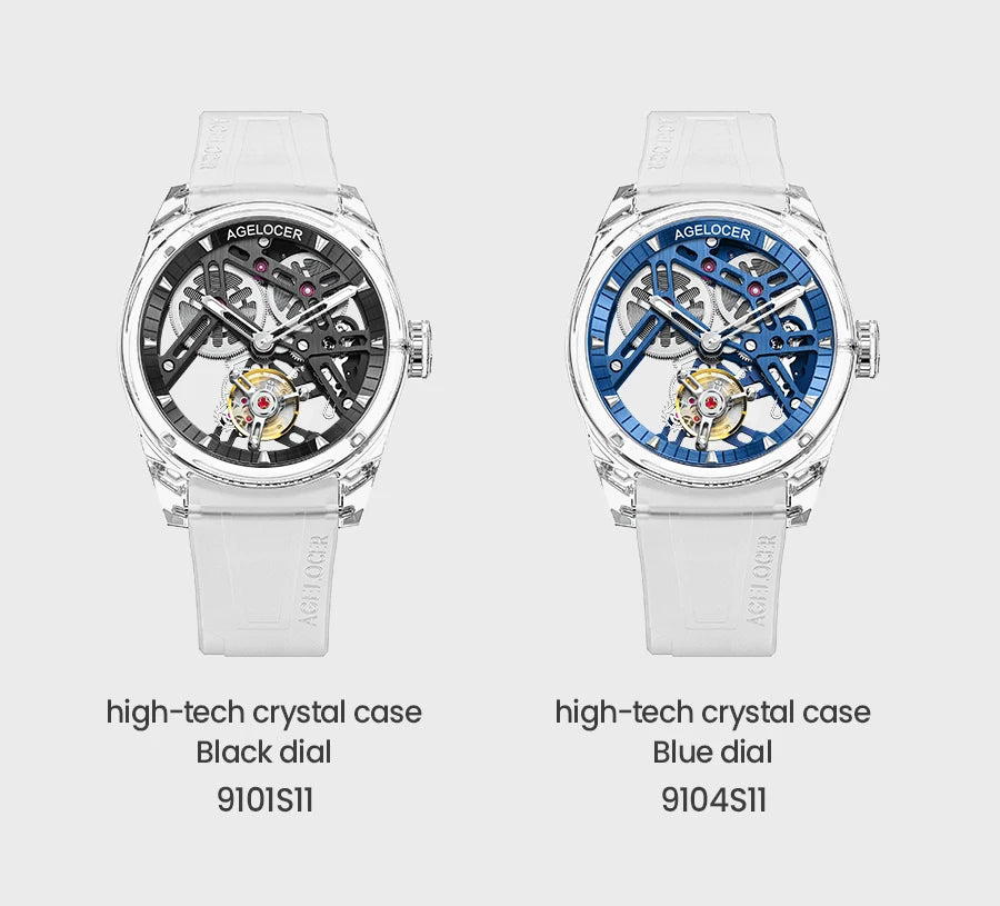 AGELOCER Limited Edition "Ice Never Melts" Free-sprung Crystal Tourbillon Watch Luxury Manual Mechanical Watches