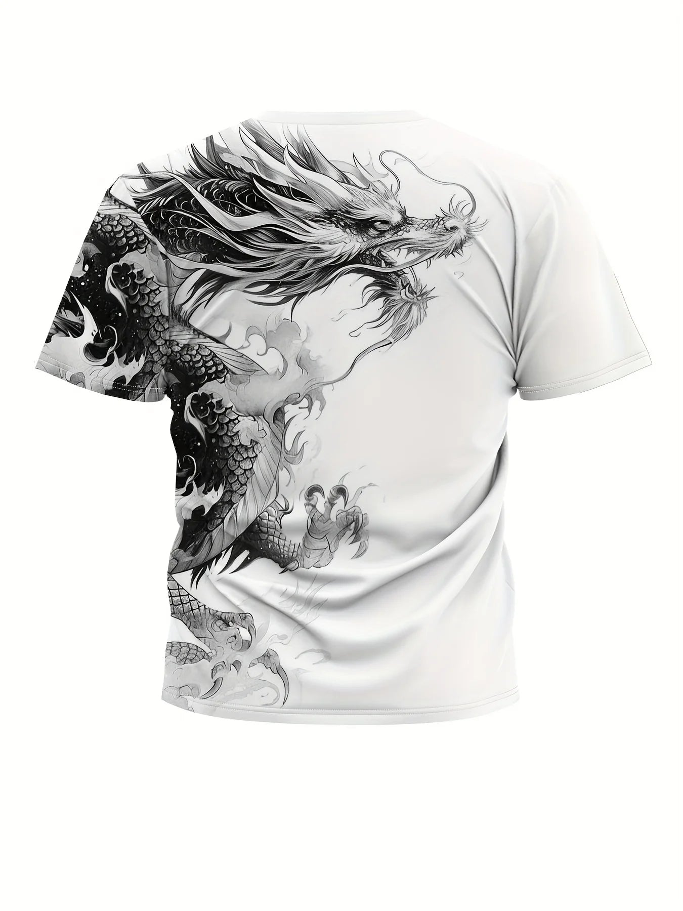 Ανδρικό T-Shirt με Στάμπα Δράκου, Casual Διαπνέον Ύφασμα, Graphic Tee Street Style, Μπλούζα Εξωτερικού Χώρου με Κοντά Μανίκια, Ανδρικά T-Shirts