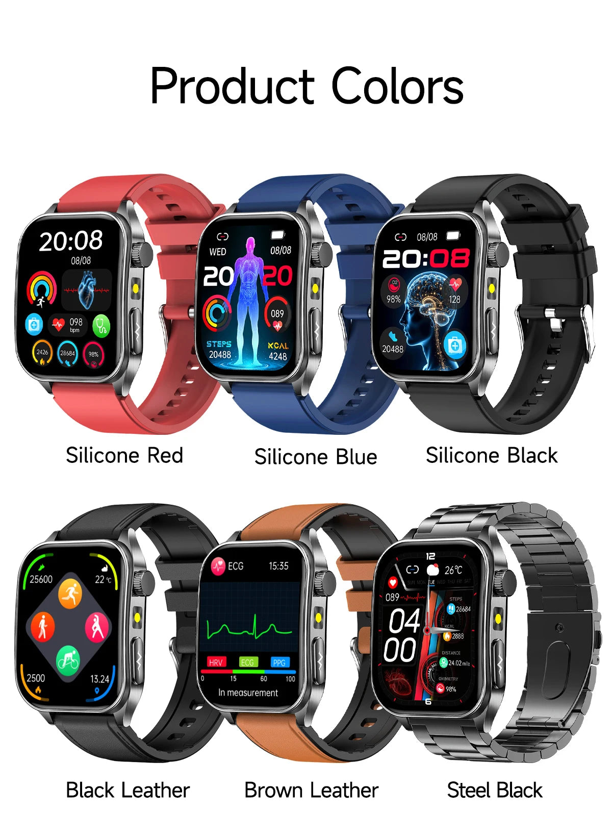2026 New 650nm Laser Therapy Blood Fat Uric Acid Blood Pressure Smart Watch ECG+PPG Precise Health Monitor Smartwatches For Men