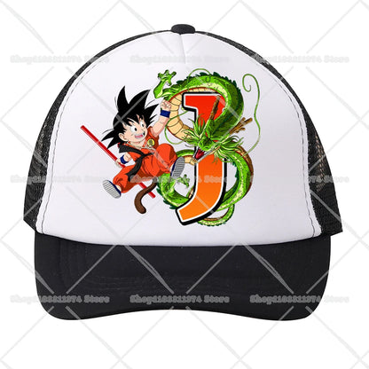 Czapki baseballowe z siateczki Dragon Ball z motywem kreskówkowym Son Goku z literami – czapki sportowe dla dorosłych i dzieci, anime, letnie, na świeżym powietrzu, z daszkiem chroniącym przed słońcem, prezent, nowe
