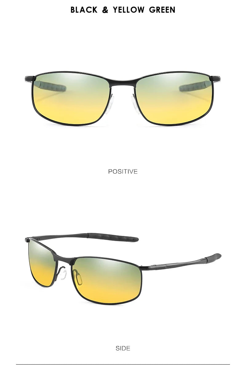 Photochromic Men Polarized Sunglasses Male Metal Square Glasses Driving Sun Glasses UV400 Outdoor Sports Cycling Goggles