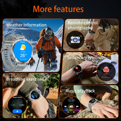 2026 New Military Outdoor Smart Watch 1.85‘’ AMOLED 1000mAh Large Battery 5ATM Waterproof Voice Call Sports Men Fitness Bracel
