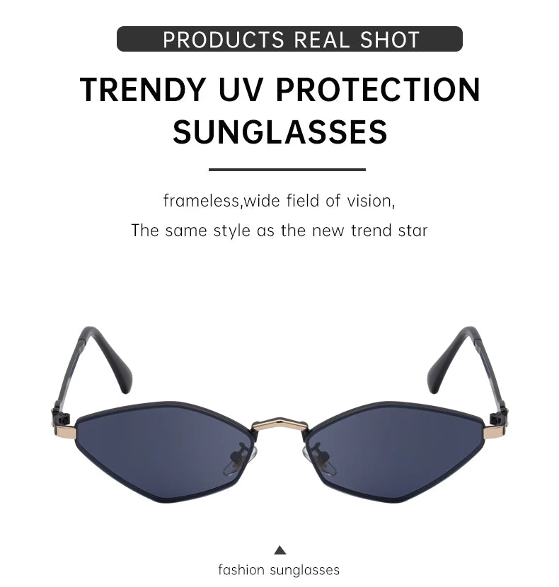 Small Frame Hexagon Punk Sunglasses Women 2026 Luxury Brand Polygon Sun Glasses For Ladies Classic Shades Cat Eye Eyewear