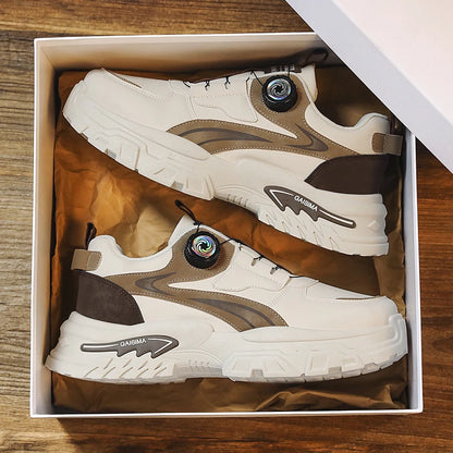 Novos ténis masculinos de outono, versáteis, de cano alto, modernos, com sola grossa, para corrida, moda casual e desporto ao ar livre