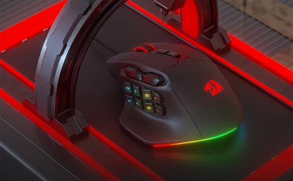 Herní myš Redragon M811 Aatrox MMO, kabelová RGB myš pro hráče s 15 programovatelnými tlačítky a ergonomickým přirozeným úchopem