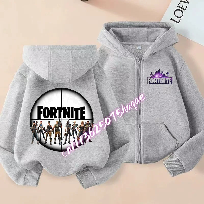 New Fortnite Child Zip-Up Hoodie Cartoon Anime Hoodies Casual Breathable Kids Boys Coat Jackets 2026 Spring Children Clothing