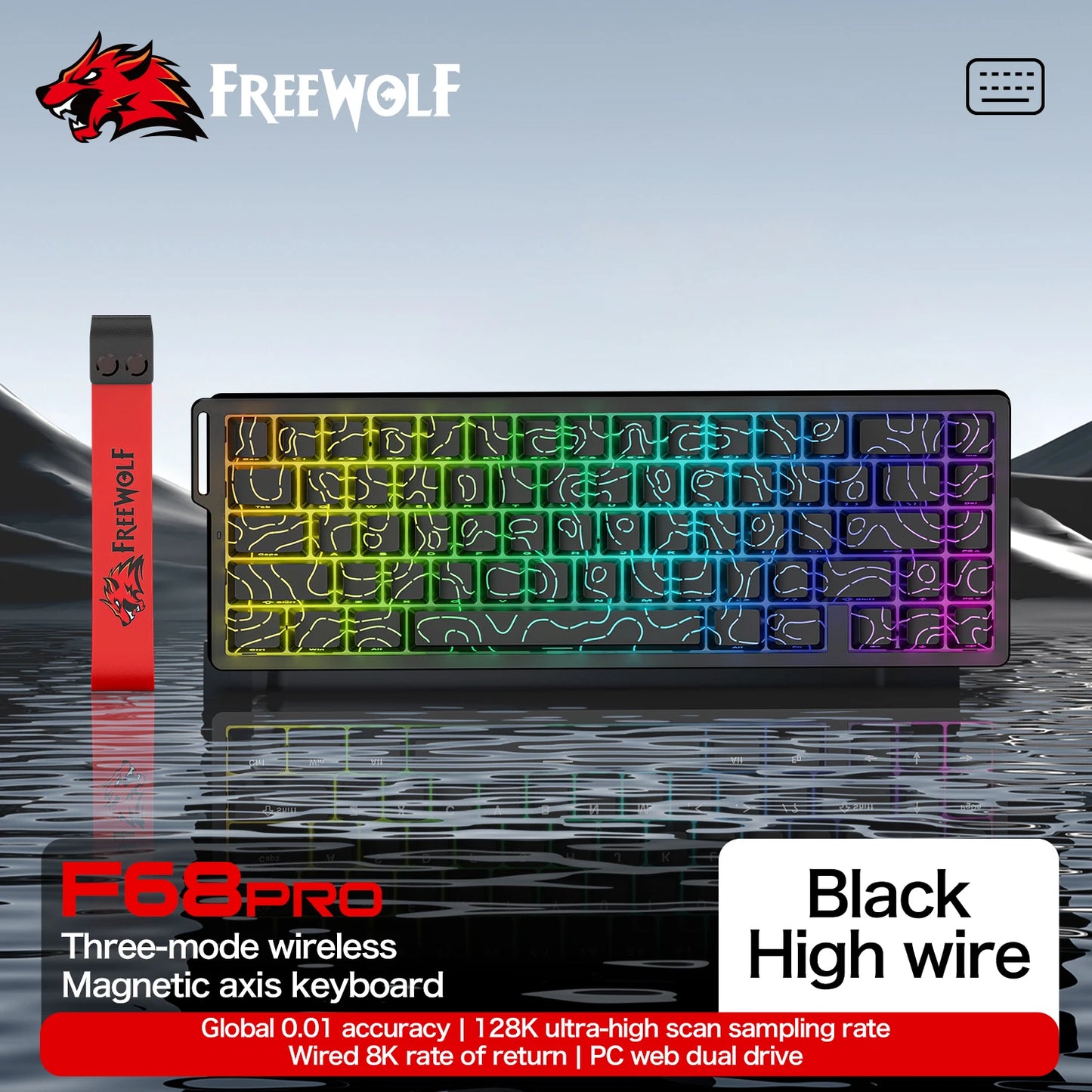 Magnetic Gaming Keyboard ATTACK SHARK X68HE X68PRO HE and FREEWOLF F68 Wired F68Pro Wireless for Pro Gaming 0.01mm Rapid Trigg