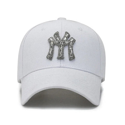 Boné com Brilhantes MY para Mulher, Primavera e Outono, Estilo Urbano Casual para Exterior, Pala Curva, Versátil e Elegante, com Proteção Solar