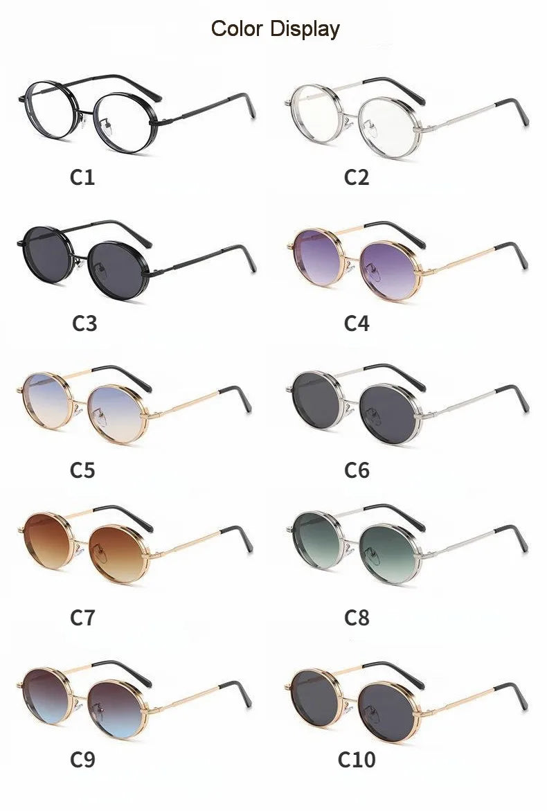 Oval Steampunk Sunglasses For Women Retro Sun Glasses Male Female Brand Designer Metal Frame Eyewear Lentes De Sol Mujer