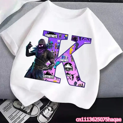New Fortnites Kids T-shirts Cartoon Letter Graphic T-shirts Boys Girls Summer Casual Sports Short Sleeve Tops Children Clothing