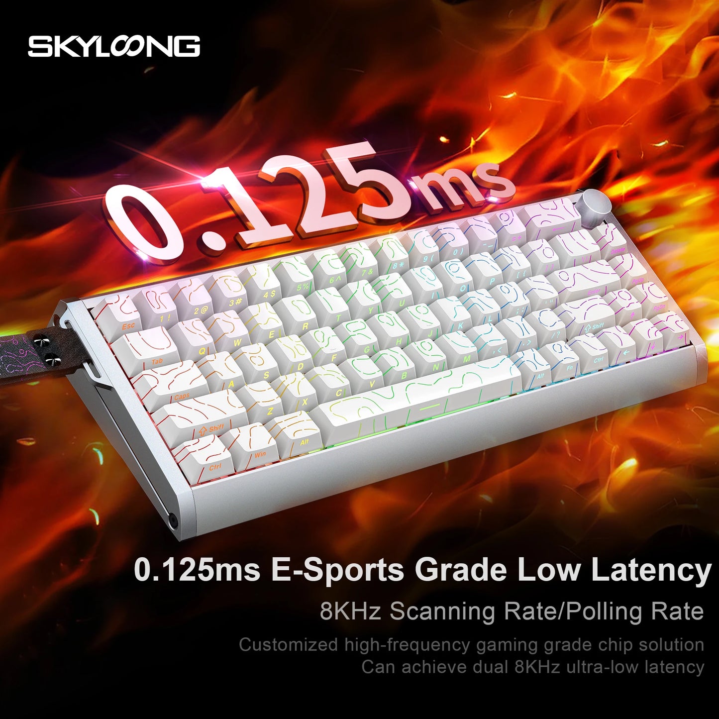Teclado Magnético SKYLOONG GK61/GK68 HE com Caixa em Alumínio, 8000hz, RT0.01mm, Gatilho Rápido, Teclas PBT, Retroiluminação RGB, Teclado Gaming com Fio