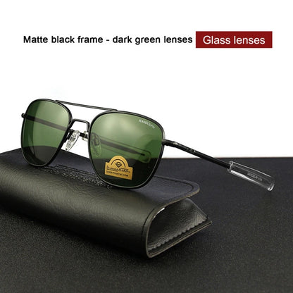 RE Sunglasses Man American Army Military Aviation Pilot Sun Glasses Glass Lens Woman Luxury Brand Vintage Metal Titanium Frame