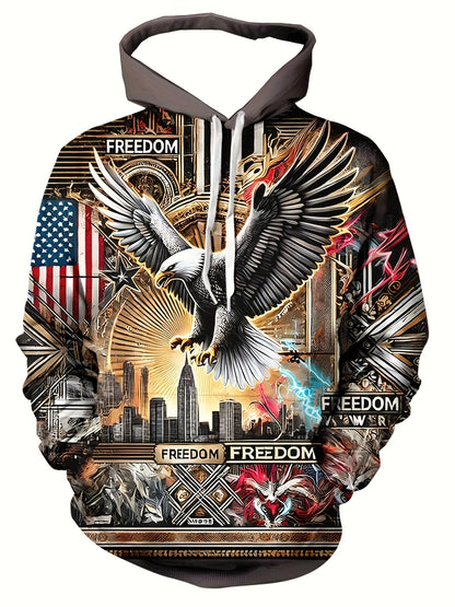 Sweatshirt com Capuz Masculina Cool Eagle Fashion 2025, Edição 3D Impressa, Tendência American Eagle, Sportswear Casual Unissexo para Homem e Criança
