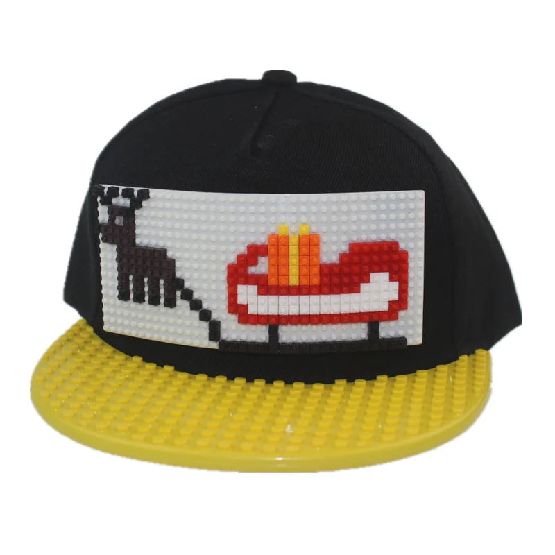 Karikatūrinės „Patchwork“ beisbolo kepurės, „DIY“ blokai, „Snapback“ kepurės, hiphopo kepurės vyrams ir moterims, nuimami „Pixels“ elementai, „Dad Hats“ kepurės, kepurės vaikams ir suaugusiems