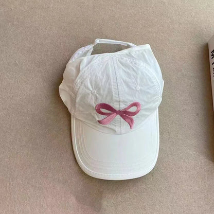 Bows Children Baseball Caps Hollow Empty Top High Ponytail Caps Adjustable Kids summer Sun Hats Boys Girls Hip hop Baseball Hat
