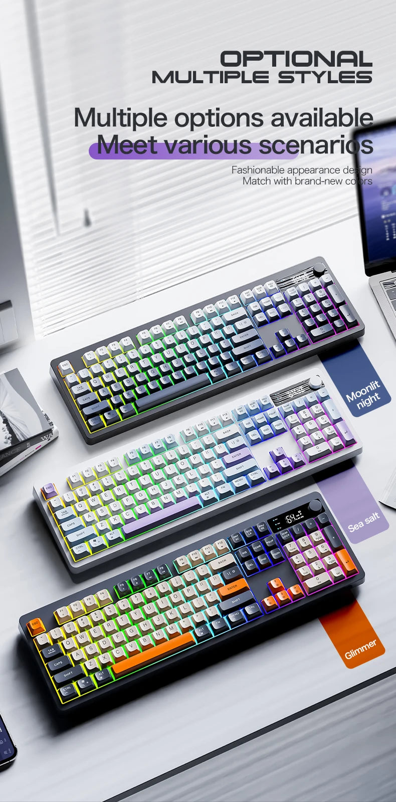 XUNFOX TK100 tastiera wireless 2.4 Bluetooth dual-mode gaming silenziosa per ufficio e notebook, universale