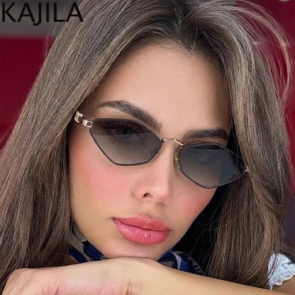 Small Frame Hexagon Punk Sunglasses Women 2026 Luxury Brand Polygon Sun Glasses For Ladies Classic Shades Cat Eye Eyewear