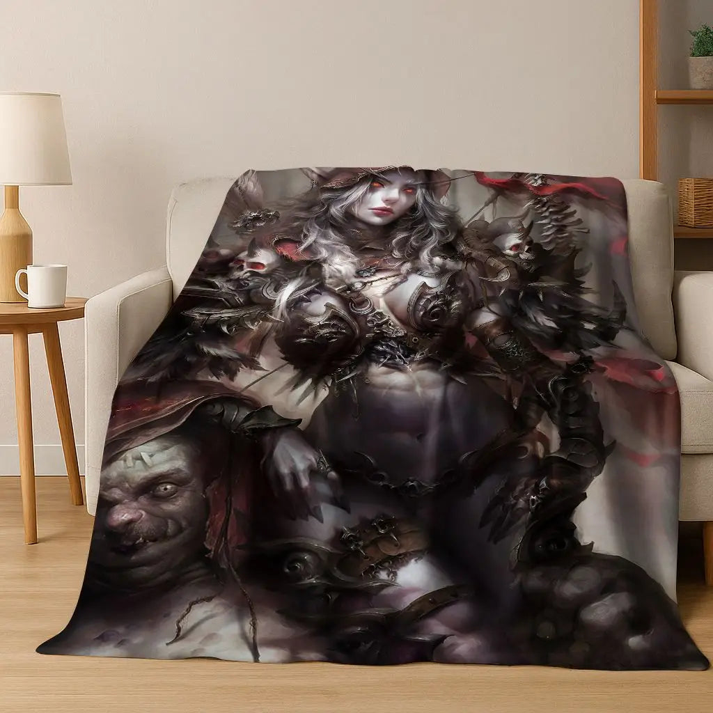 Coperta in flanella WOW World of Warcraft Arthas Demon Illidan Sylvanas, plaid morbido e confortevole per casa, camera da letto, letto, divano, copridivano, idea regalo