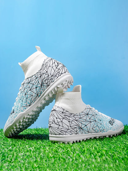TF Soccer Shoes For Kids Youth PU Fabric Upper Rubber Sole Wear-Resistant Non-Slip Training Football Boots