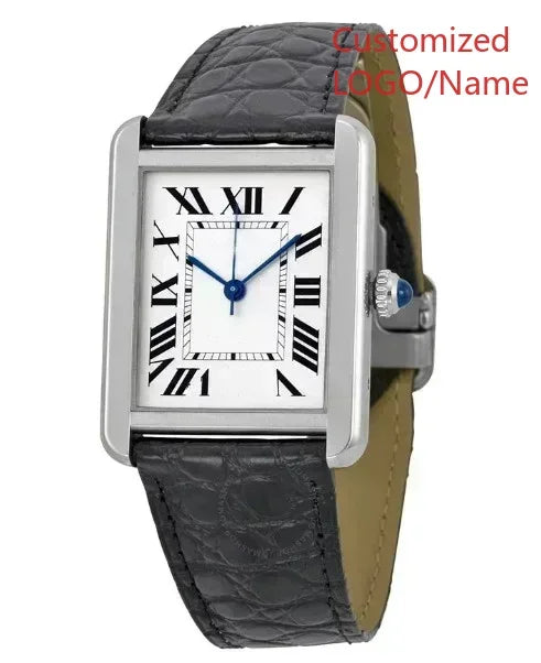 A11 Store Customized Watch  Mens Womens Quartz Movement Watches for Tanks Relogio Masculino Black Leather Female Ladies