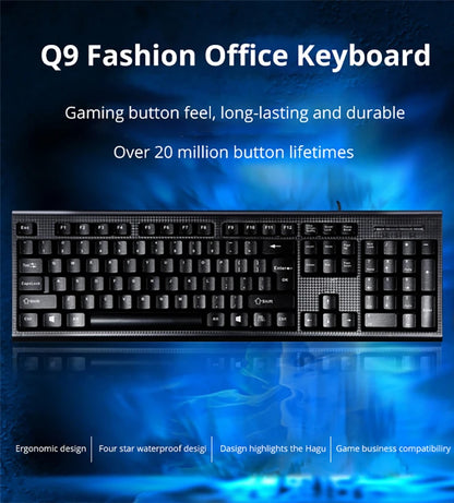 Q9 Einzelne Tastatur USB, quadratischer Anschluss, für Büro und Zuhause, PS2-Rundanschluss, kabelgebunden, für Desktop-Computer