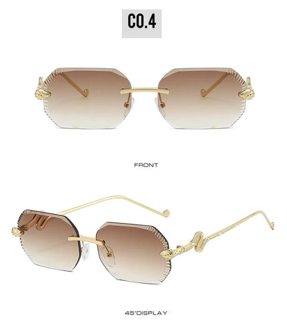 Fashion snake-shaped metal decorative sunglasses - unisex irregular frame, UV protection, sunshades
