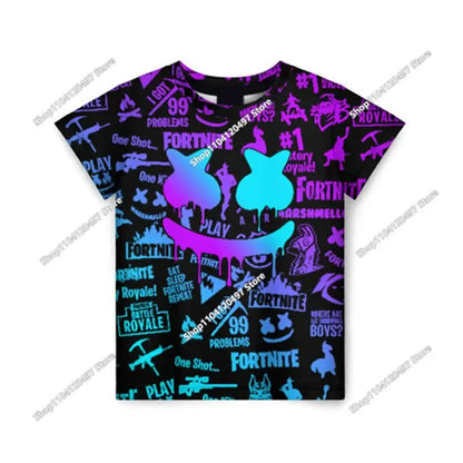 Anime Fortnite T-Shirts Girl Clothing T-Shirt Boys White Cartoon Tees Baby Summer Shirts Cute Printed Tops Costume