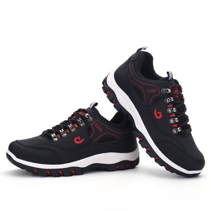 Sapatos casuais em pele para homem, ténis leves de caminhada para primavera, outono e inverno