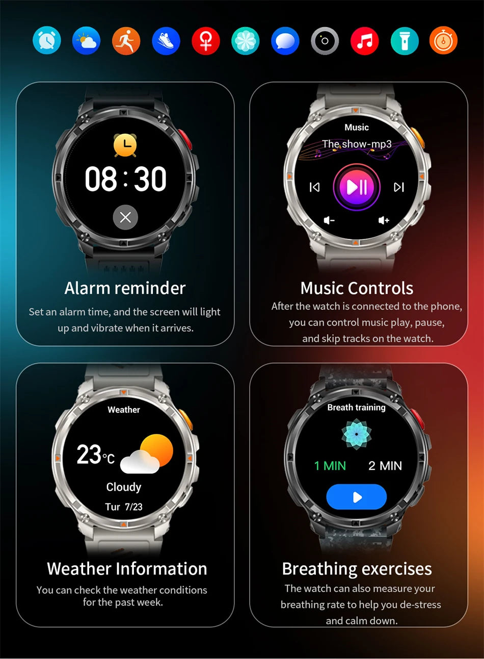 New Original 1100mAh Battery Men Smart Watch Outdoor GPS 10ATM Waterproof Bluetooth Call Sport Smartwatch For Android IOS Phones