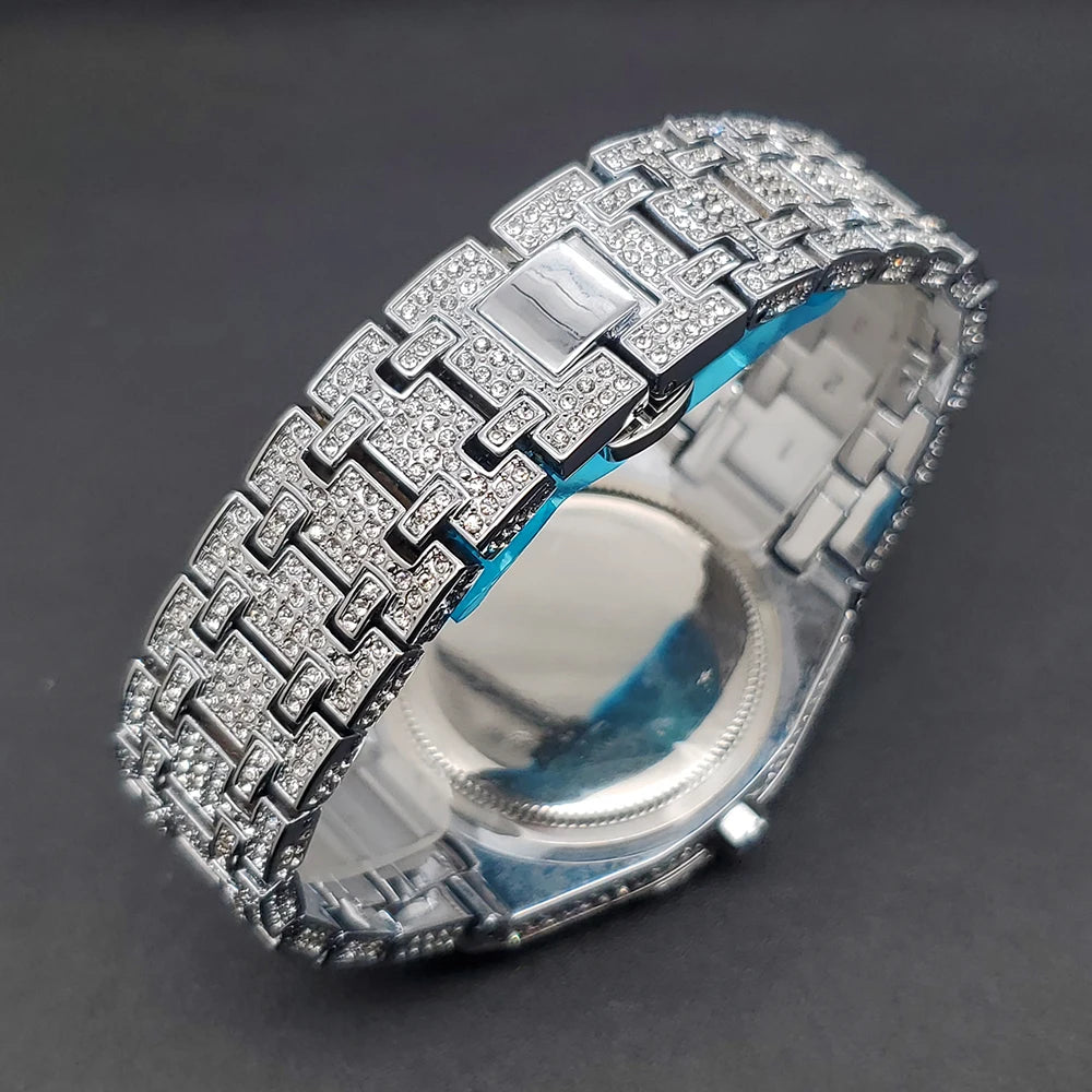 Droshipping Quartz Watches For Men Octagonal Case Luxury Diamond Men's Watch With Big Zircon Bezel Fashion Hip Hop Hand Clock