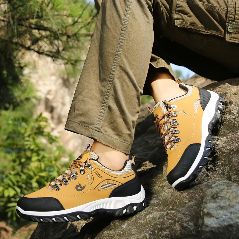 Sapatos casuais em pele para homem, ténis leves de caminhada para primavera, outono e inverno