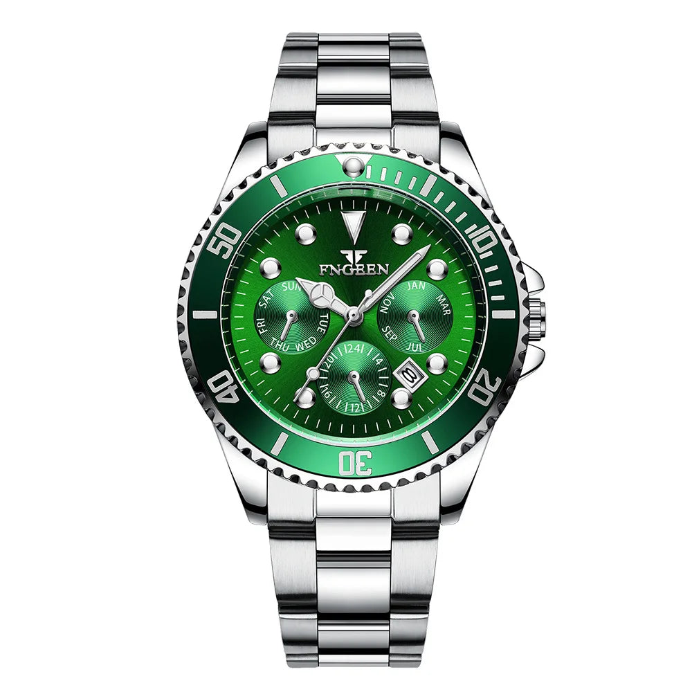 BINBOND luxury quartz watch for men: accurate, with automatic date display, luminous, water-resistant, ideal for sport, business and leisure. Sturdy and durable.