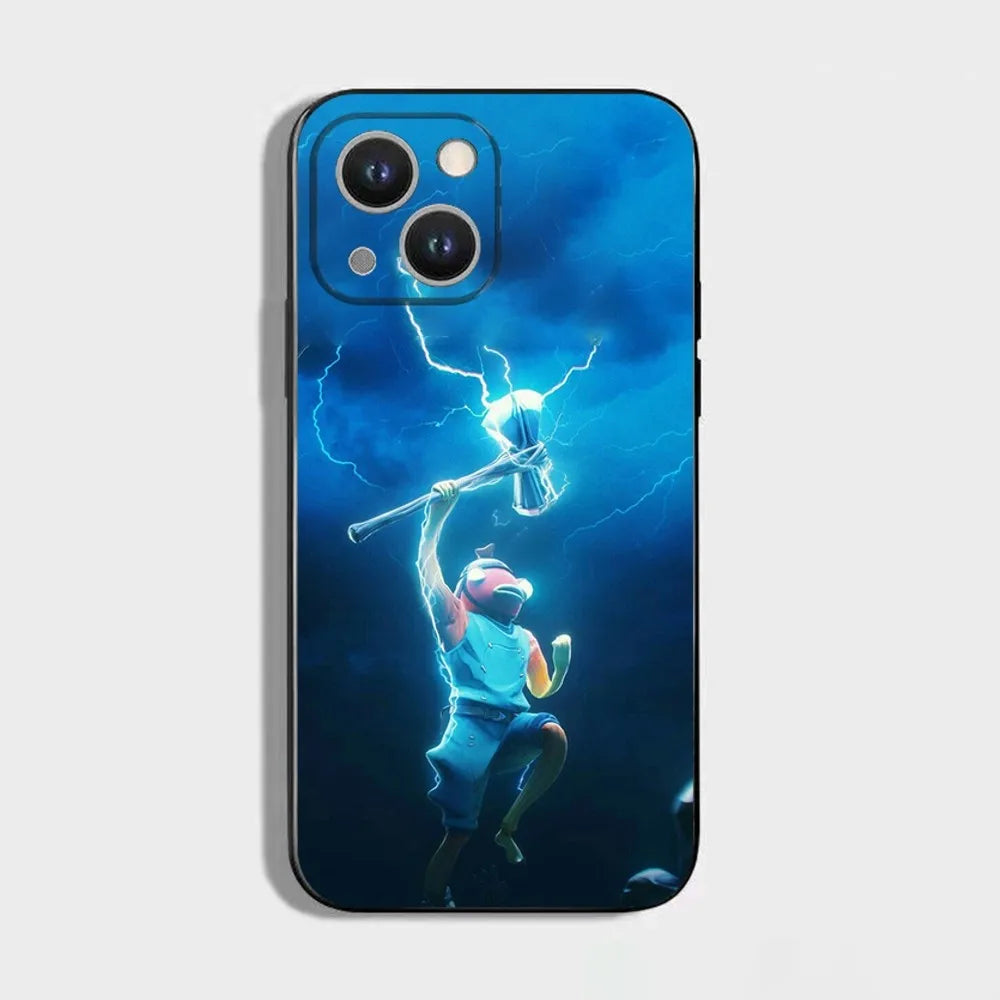 R-Royales F-Fortnites Phone Case For iPhone 16,15,14,13,12,11 Plus, Pro Max, XS, X, XR, SE, Mini, 8, 7, Soft Silicone Black Cover