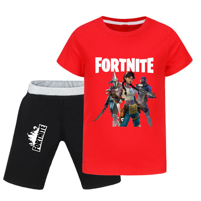 Fortnite Summer Kids Cartoon T-shirts Shorts Two-piece Set Baby Boys Tracksuit Girls Outfits505