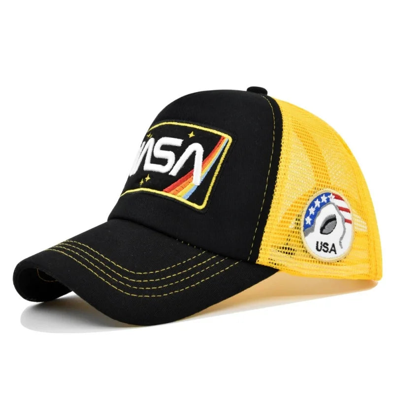 Wysokiej jakości czapka baseballowa 3D z haftem NASA, letnia czapka z siateczki w stylu color block, męska i damska czapka typu duckbill do noszenia na co dzień na świeżym powietrzu