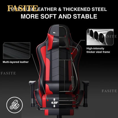Ergonomic Gaming Chair with Footrest, Bluetooth Speakers, Reclining Computer Desk Chair, Adjustable Height Video Game Chair for Office