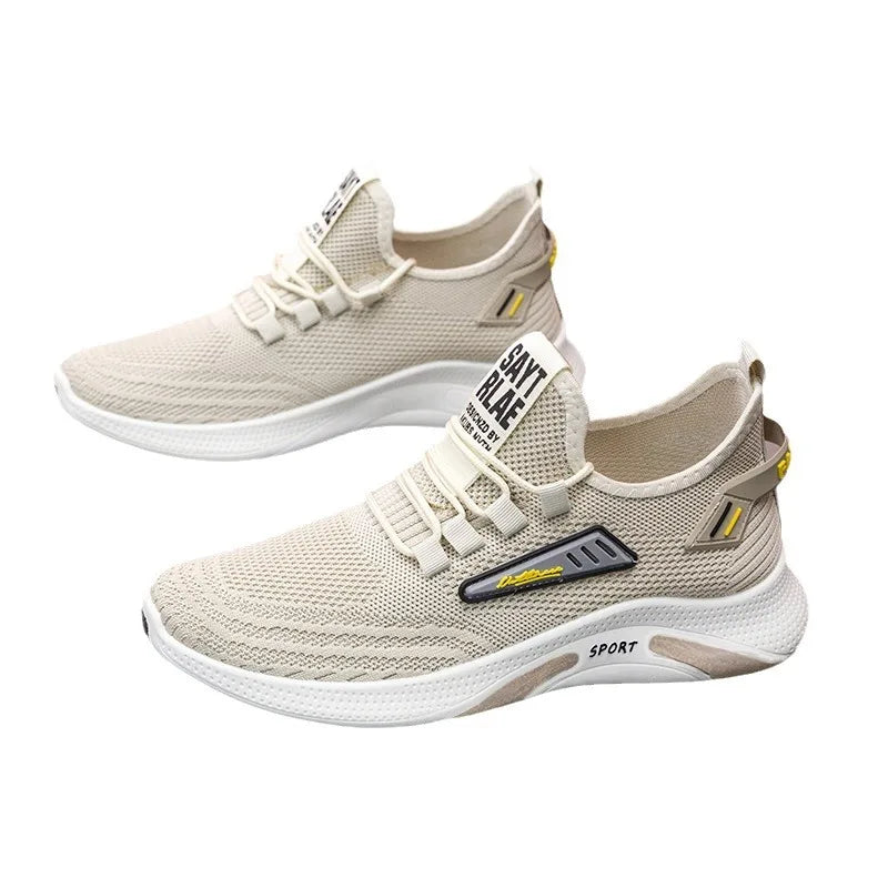 Hot Sale of the Season New Men's Running Shoes Breathable Lightweight Knitted Lace-Up Sports Sneakers Fashionable Korean Style