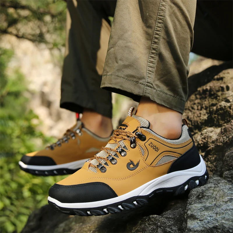 Sapatos casuais em pele para homem, ténis leves de caminhada para primavera, outono e inverno