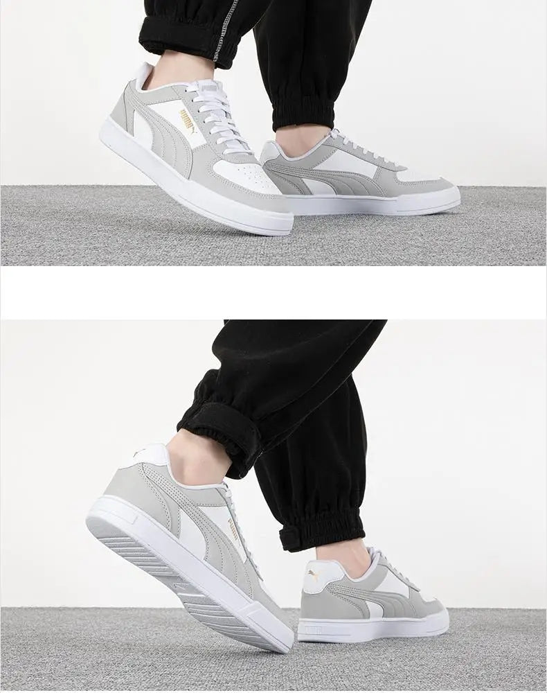 Baskets basses Puma 380810-35 Blanc Gris Or Cuir Synthétique Chaussures de skate décontractées Sport
