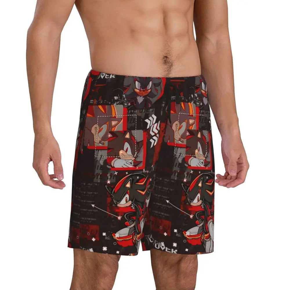 Custom Shadow The Hedgehog Sonic Poster Short Pajama Pants Men Sleepwear Sleep Lounge Bottom Shorts Sleeping Pants